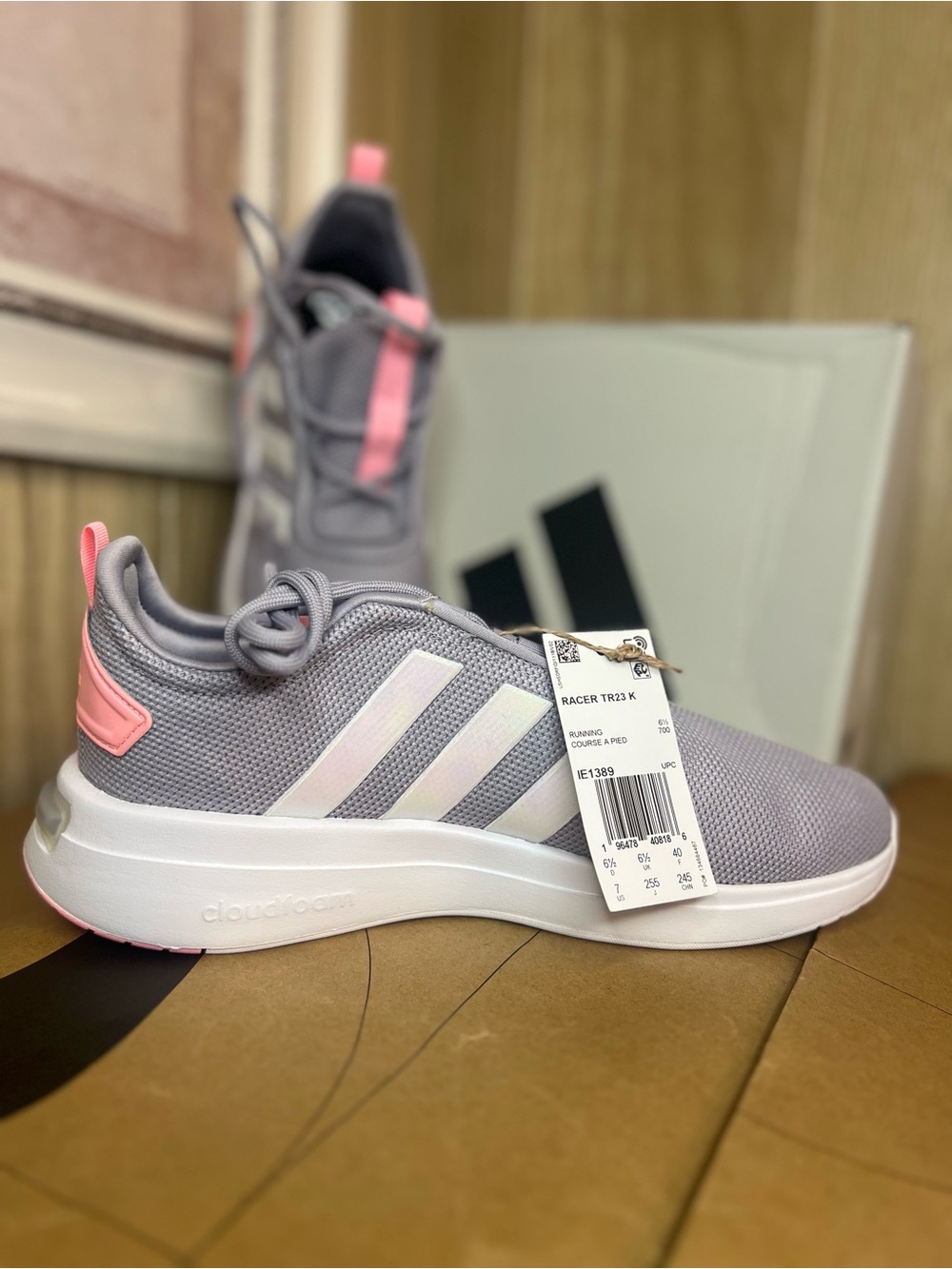 adidas Women’s Grey and Pink Racer Sneakers